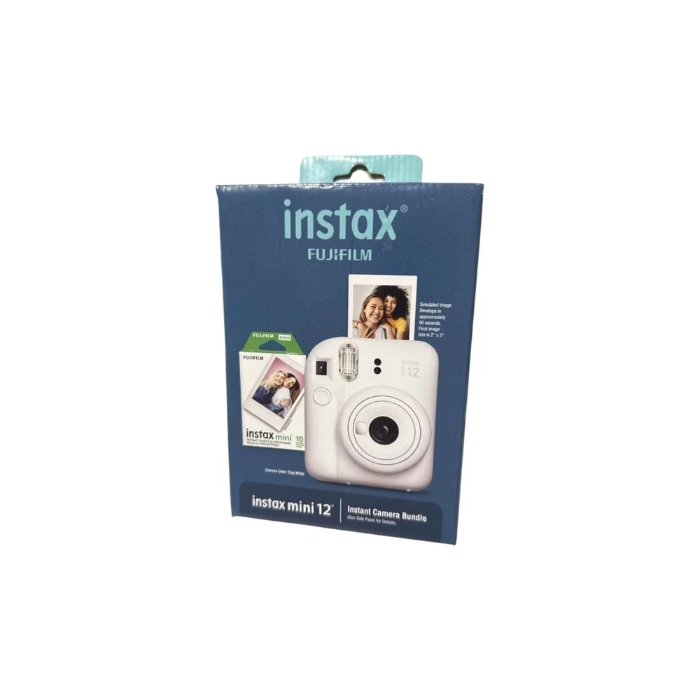 Fujifilm Instax Mini 12 Instant Camera Bundle Clay White with 10 Sheets Film New